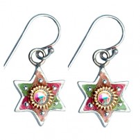 Colorful Star of David Earrings